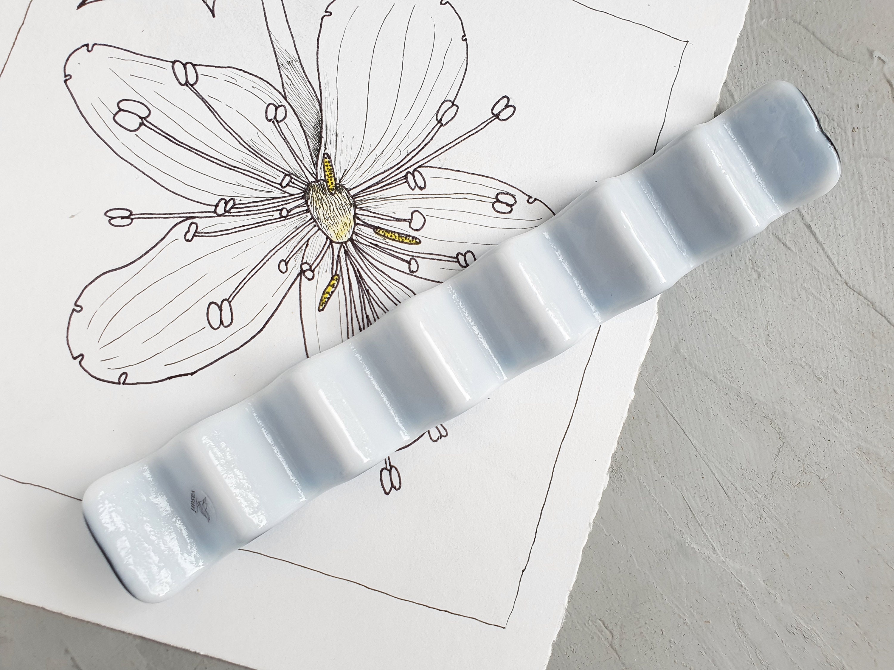 Pen Holder Aquamarine Watercolor brush holder Wavy Glass Etsy