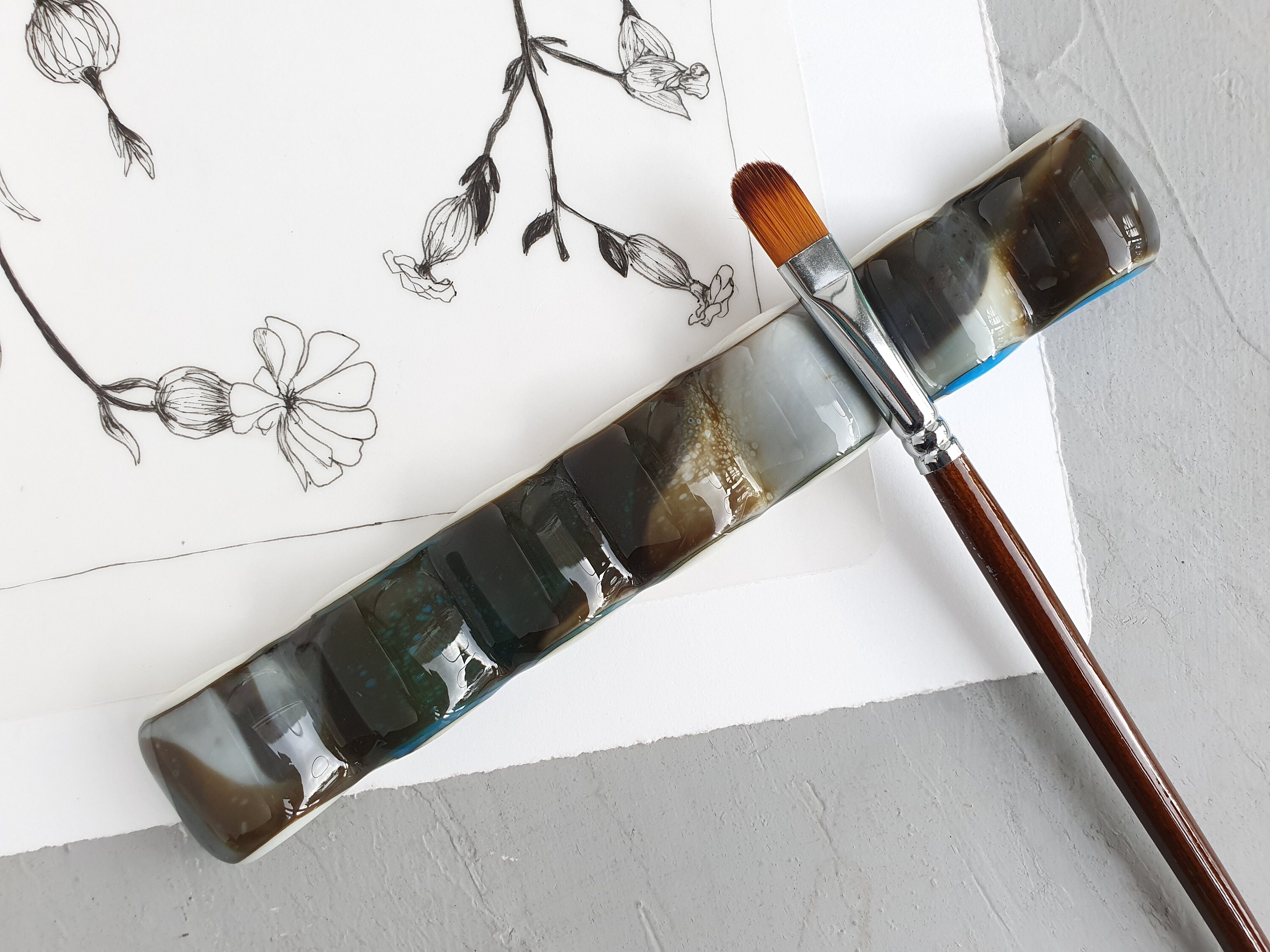 Brush holder with pattern Glass Pen organizer Makeup Etsy
