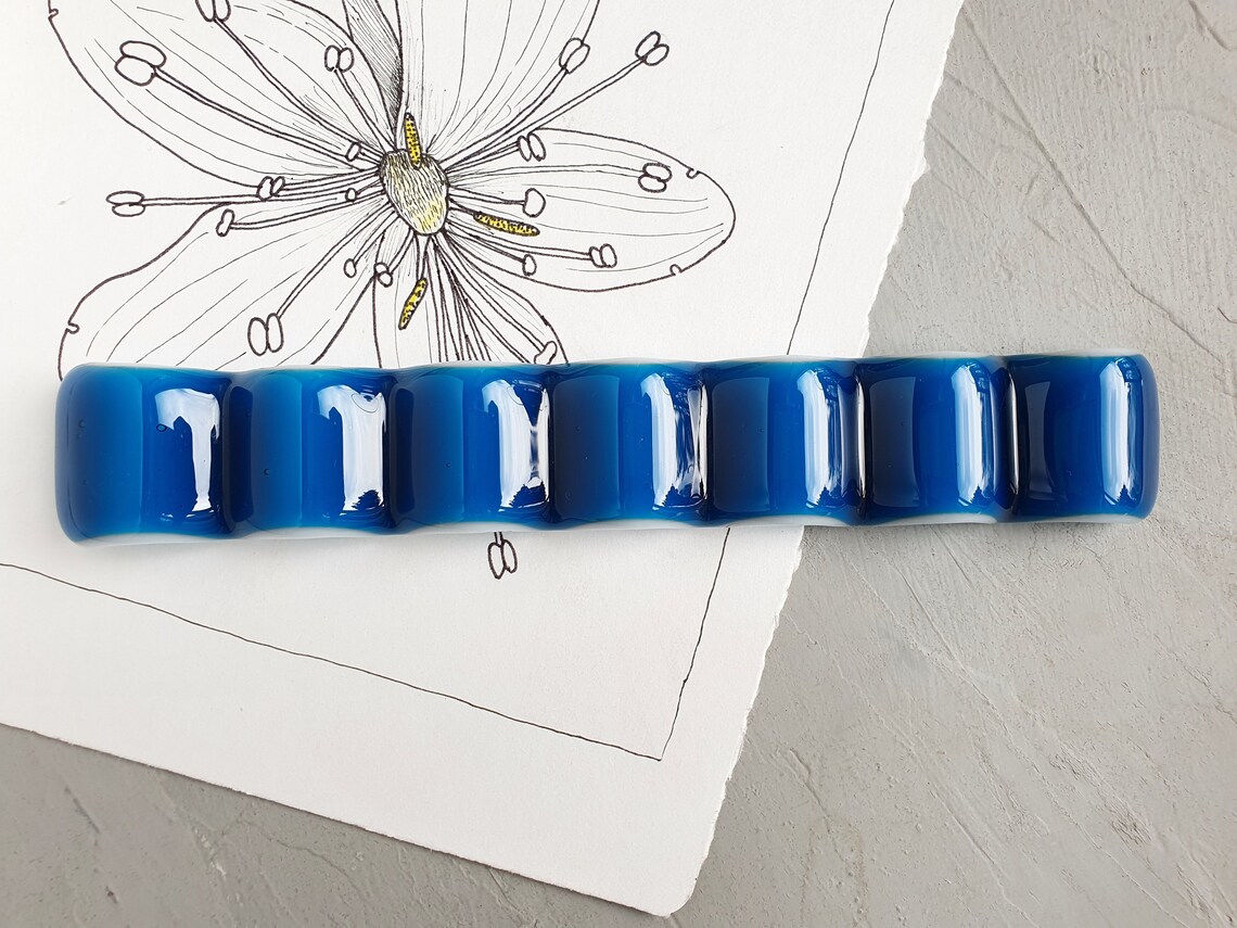 Pen Holder Aquamarine Watercolor brush holder Wavy Glass Etsy