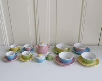 1999 IKEA childrens IKEA Duktig coffee set. Toys kids Children's Plate Bowl Cup Baking Tea Set. Vintage coffee pastel colored mug set.