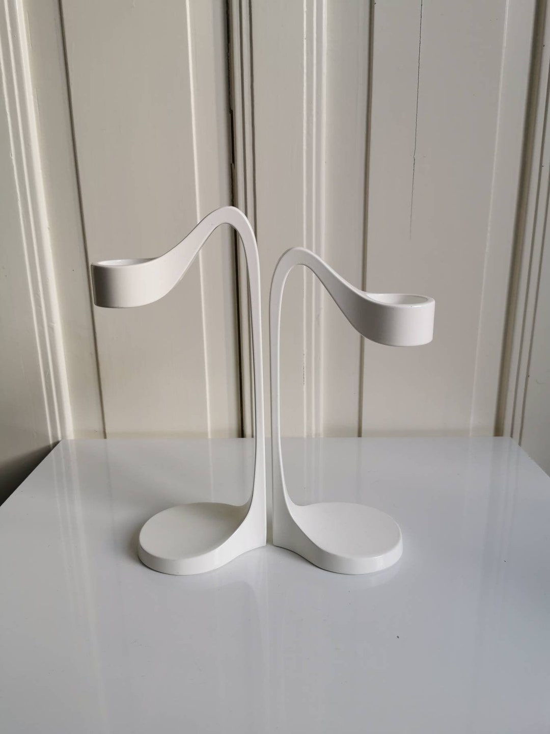 Set of 2 IKEA Jatteviktig White Modernist Candle Holders by Etsy