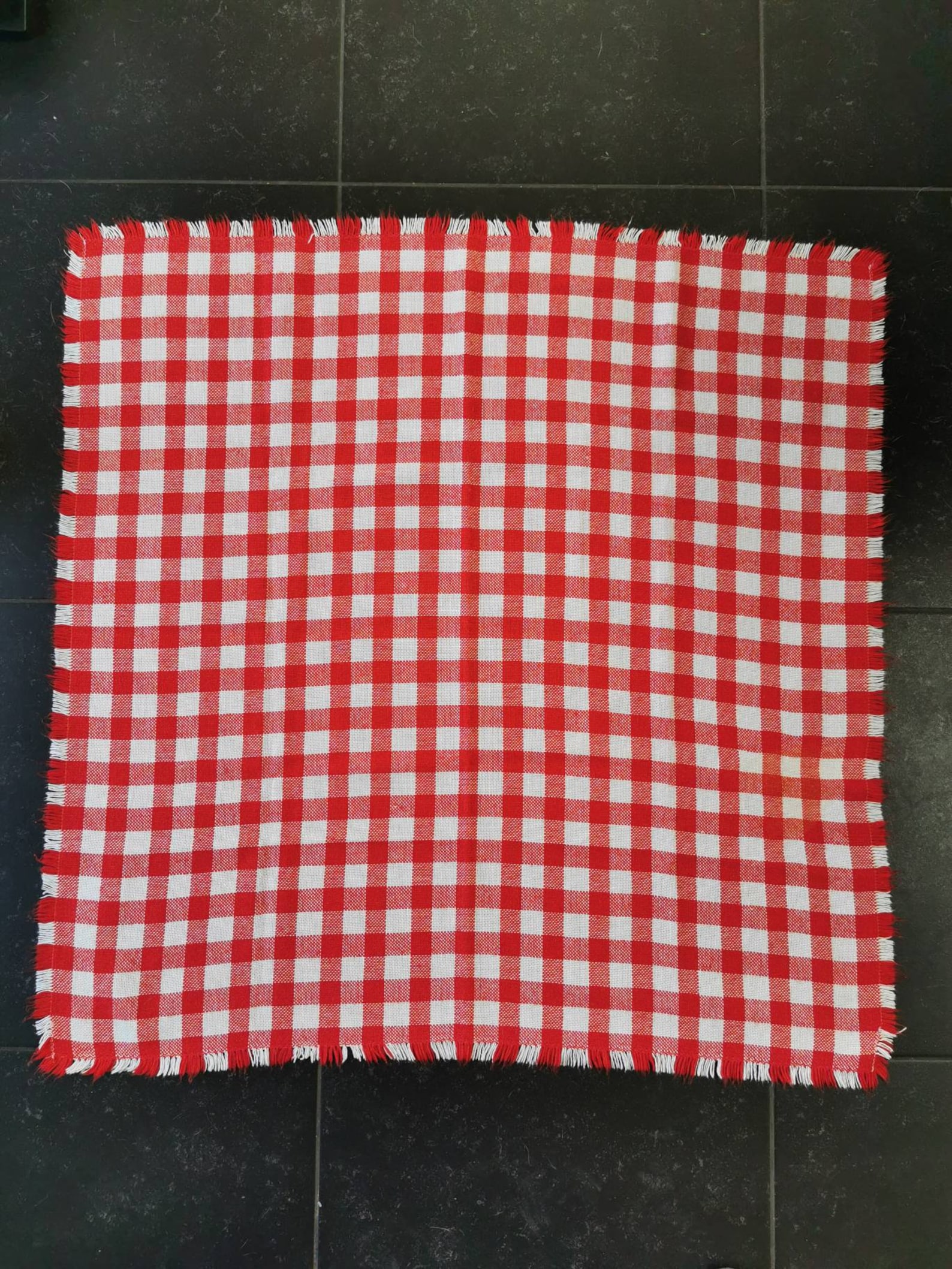 Vintage Italian tablecloth red white checkered red diamond / Etsy