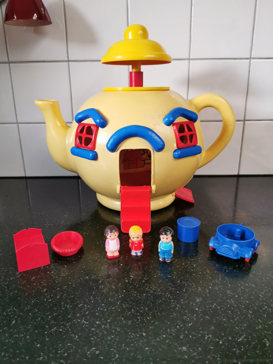 Vintage Bluebird Toys Big Yellow Teapot Dollhouse With Dolls Etsy