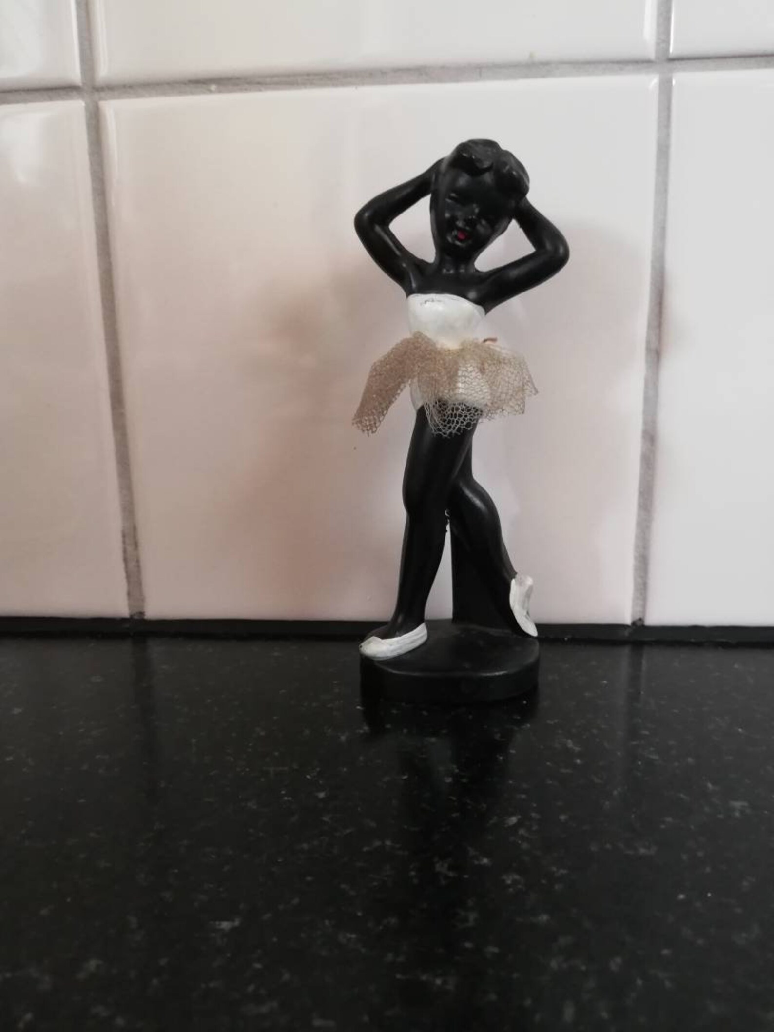 vintage black 1950s ballerina with red lipstick figurines with a ballet skirt made of fabric. retro 13 cm - 5,1 vintage black 1950s ballerina with red lipstick figurines with a ballet skirt made of fabric. retro 13 cm - 5,1