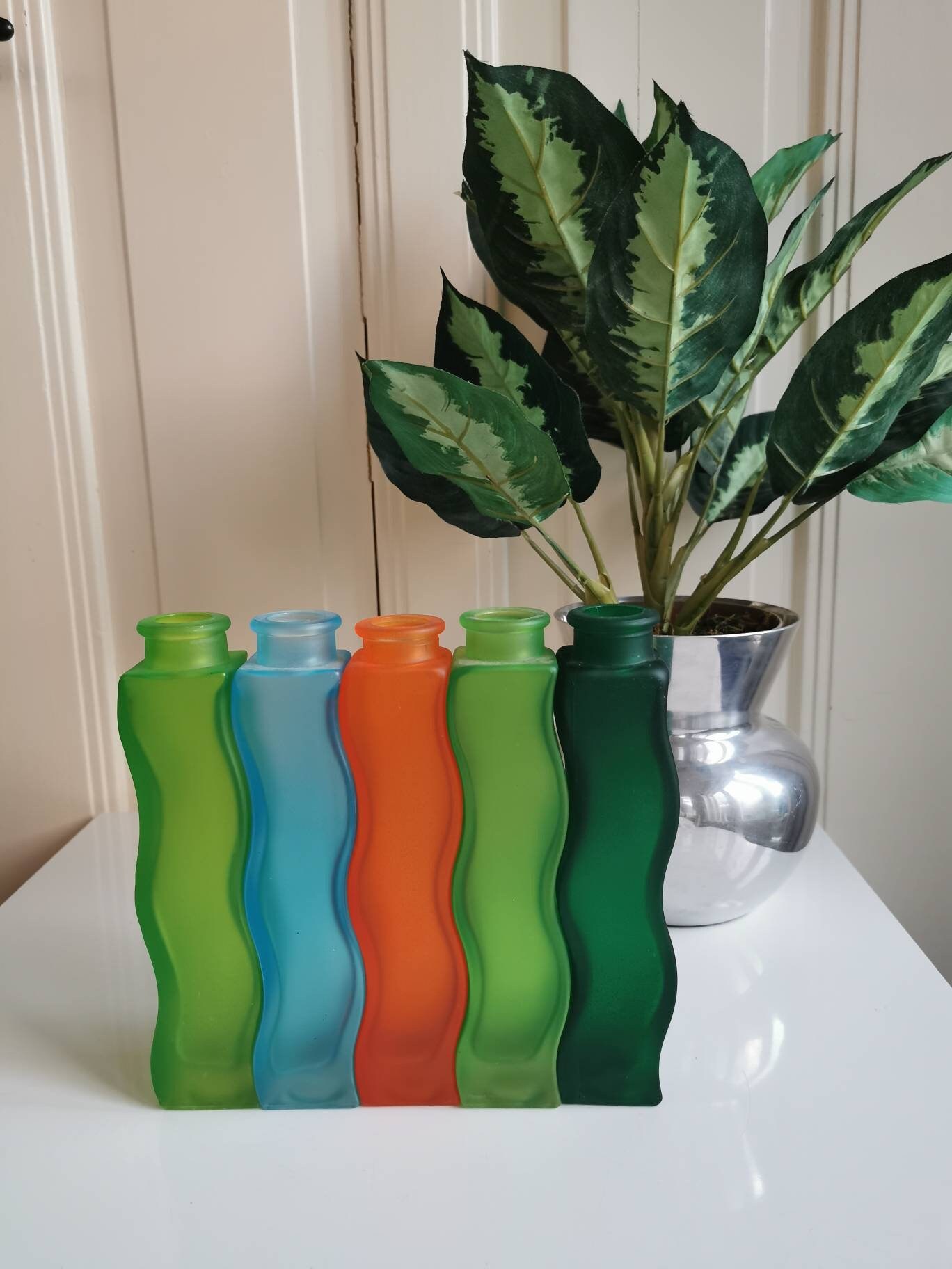 Set of 5 Vintage IKEA Skämt Vases Orange Green Dark Green Etsy Canada
