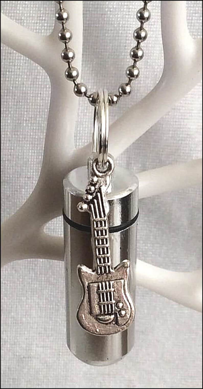 Cremation Jewelry Urn W Electric Guitar Charm Funeral Ashes Etsy UK