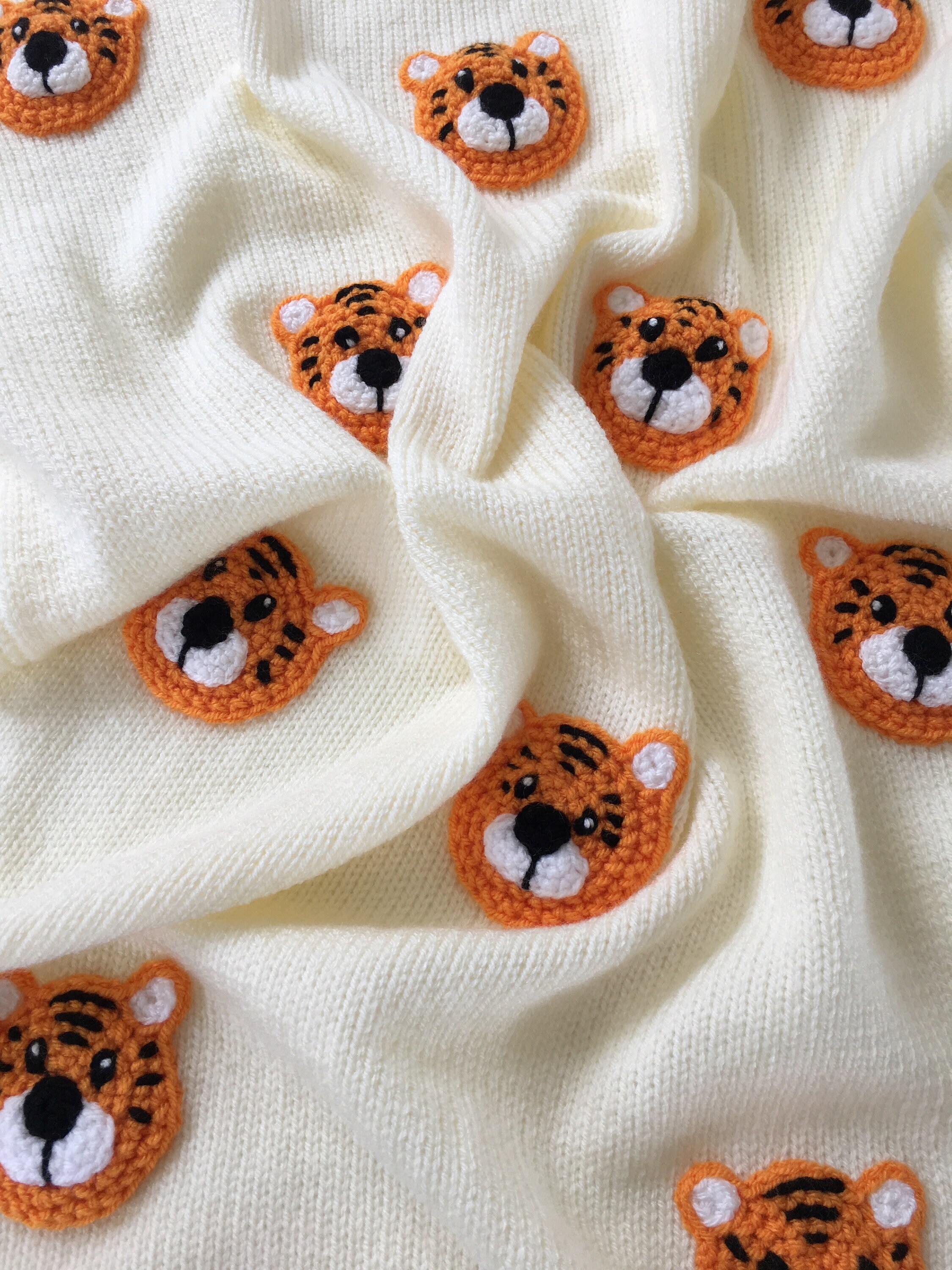 Hand Knitted Tiger Baby Blanket Baby Shower Newborn Gift Etsy