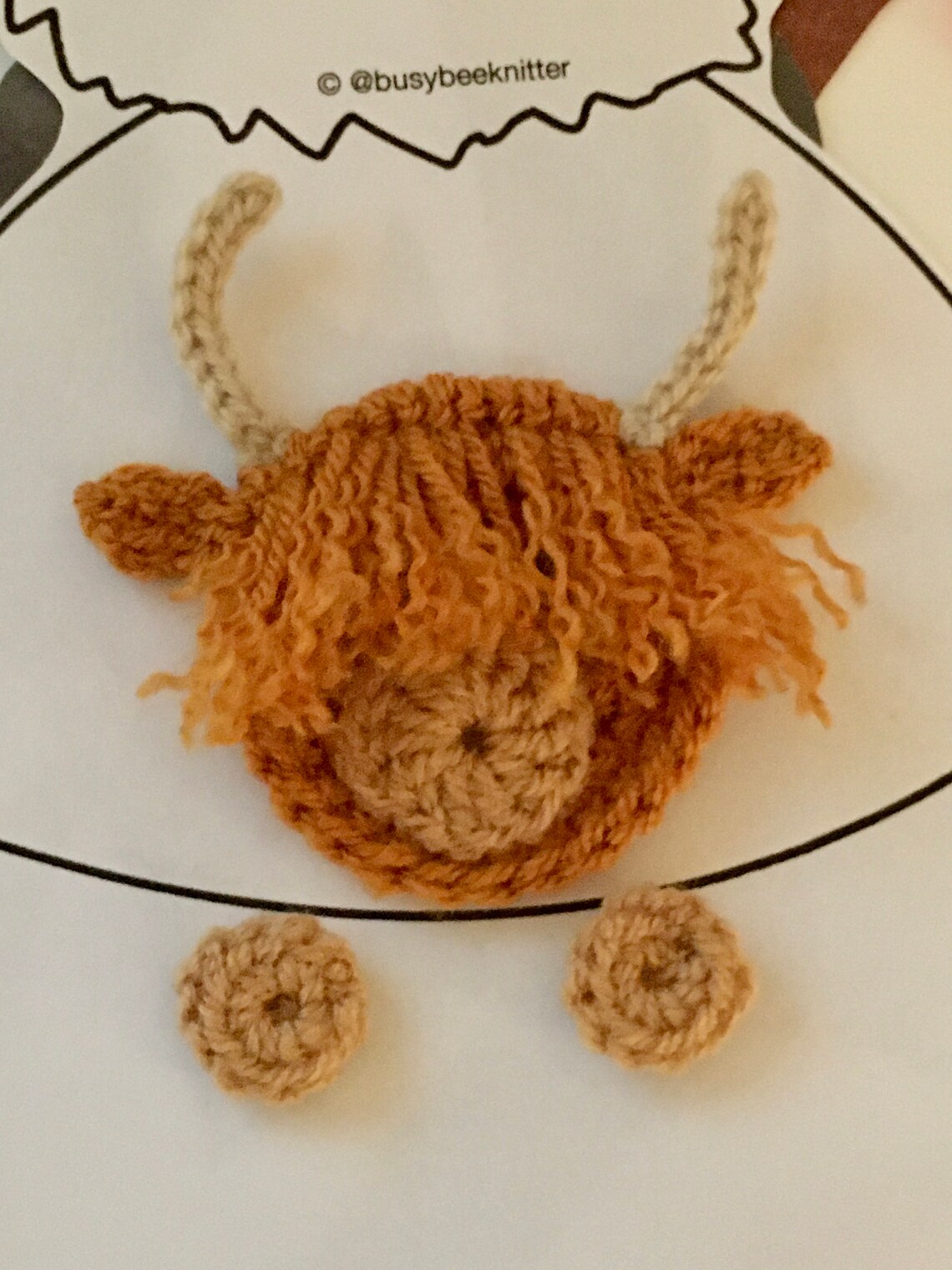 Crochet Highland Cow Applique Animal Applique Crochet Etsy