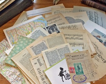 Vintage Craft Paper Pack Music Maps Dictionary Encyclopedia Scrapbook A3 to A5