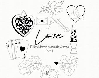 Procreate love Stamps Part 1 Procreate brushes-Procreate illustrations