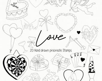 Procreate love Stamps-Procreate brushes-Procreate illustrations