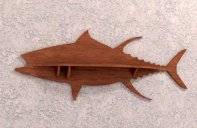 Wood Shelf Fish Tuna Wooden Decor Small Shelf Fish Wall Etsy