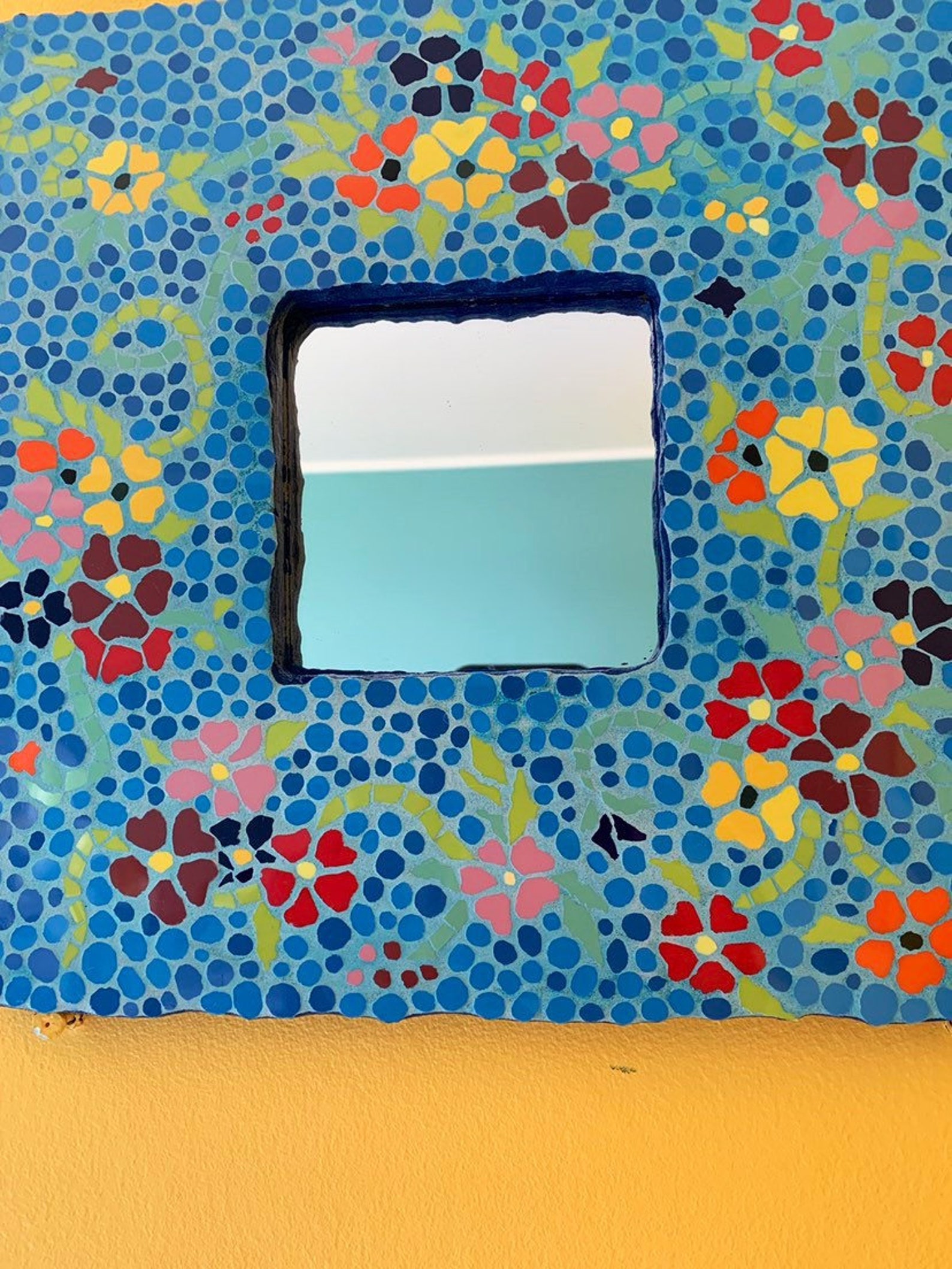 Mosaik Spiegel quadratischer Wandspiegel mit Keramikfliesen | Etsy