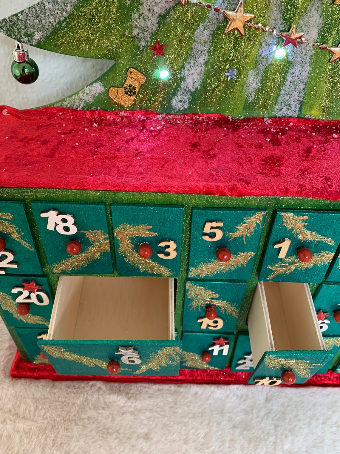 Advent Calendar advent tree advent countdown wooden drawers Etsy