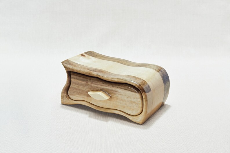 Small Single Drawer Box Bandsaw Wood Jewelry Storage For Earrings Watch Easter Men Gift Harry Potter Boy