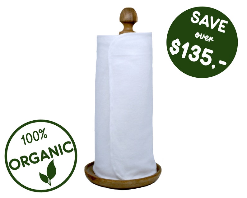 Organic reusable paper towel roll Zero waste kitchen decor Etsy