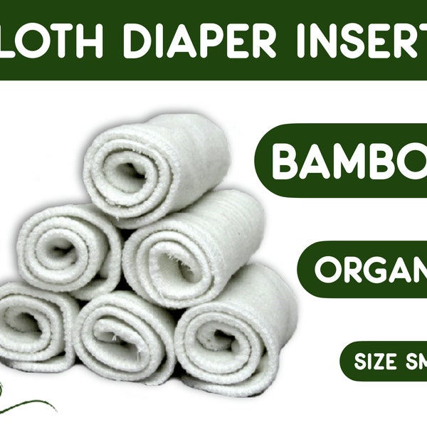 Organic Cloth Diaper Inserts - Bamboo Reusable Baby Diapers Booster - Adult incontinence - Zero waste Sustainable Living - 1 Piece Small