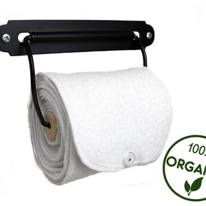 Organic Bamboo Unpaper Toilet Paper Roll with snaps - Reusable Paper Towel - Eco Cloth Paperless Towels - Zero Waste Untoilet Paper Tissues