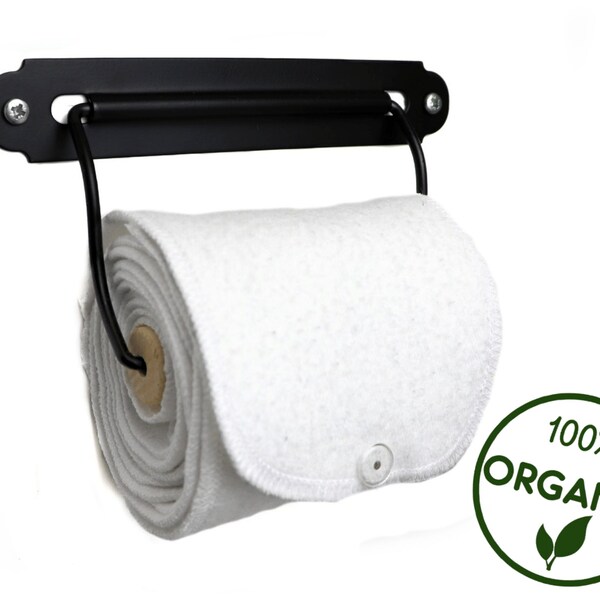 Rouleau de papier toilette lavable en bambou biologique avec boutons-pression - Chiffons de papier toilette durables sans papier - Tissu de toilette en papier toilette réutilisable