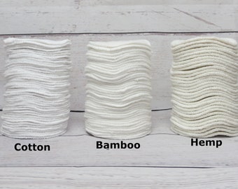 Reusable facial rounds organic hemp, bamboo and cotton - Makeup remover pads - Washable make up squares - Scrubbies - Zero waste - Cleaners