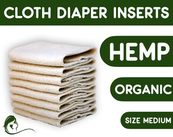 Organic Cloth Diaper Inserts - Hemp Reusable Diapers Booster - Adult Incontinence Nappy - Zero waste Sustainable Living - 1 Piece medium