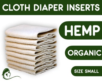Organic Cloth Diaper Inserts - Hemp Reusable Baby Diapers Booster - Adult Incontinence Nappy - Zero waste Sustainable Living - 1 Piece Small