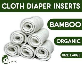 Organic Cloth Diaper Inserts - Bamboo Reusable Diapers Booster - Adult Incontinence Nappy - Zero waste Sustainable Living - 1 Piece Large