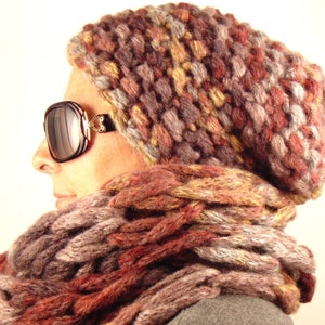 Arm Knit Wool Hat Scarf Set: Chunky Oversized Snood