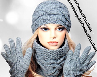red hat gloves and scarf set