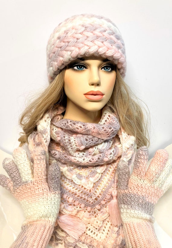 Hat Gloves Scarf Set Crochet. Women's Hat Scarf Glove Set - Etsy