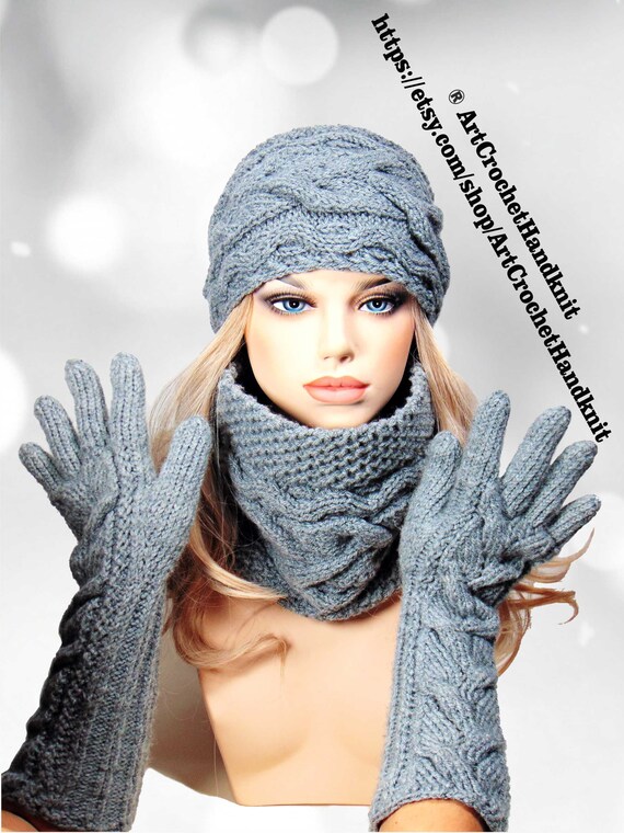 ladies hat scarf and gloves