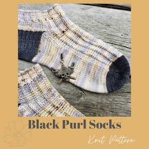 Black Purl Socks - Knit Pattern - Digital Item