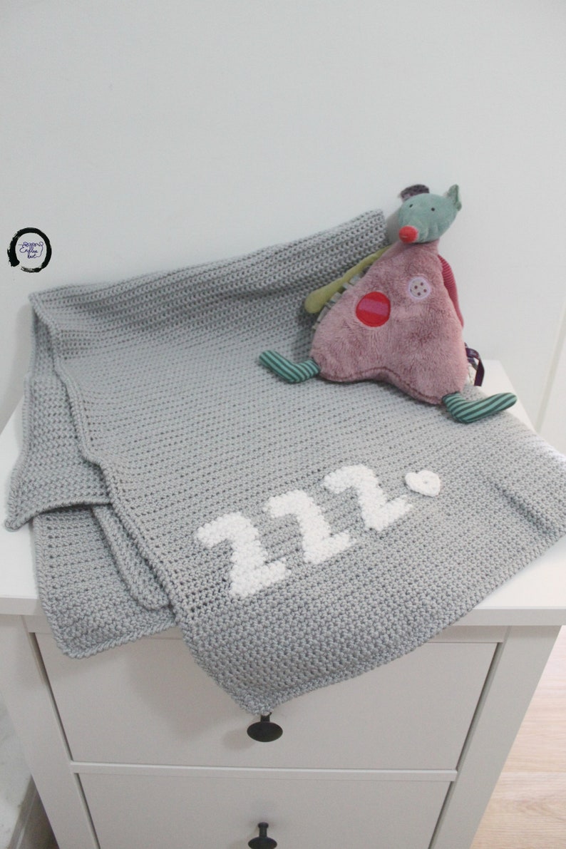 Crochet Baby Blanket With Zzz for Crib Baby Blanket Etsy