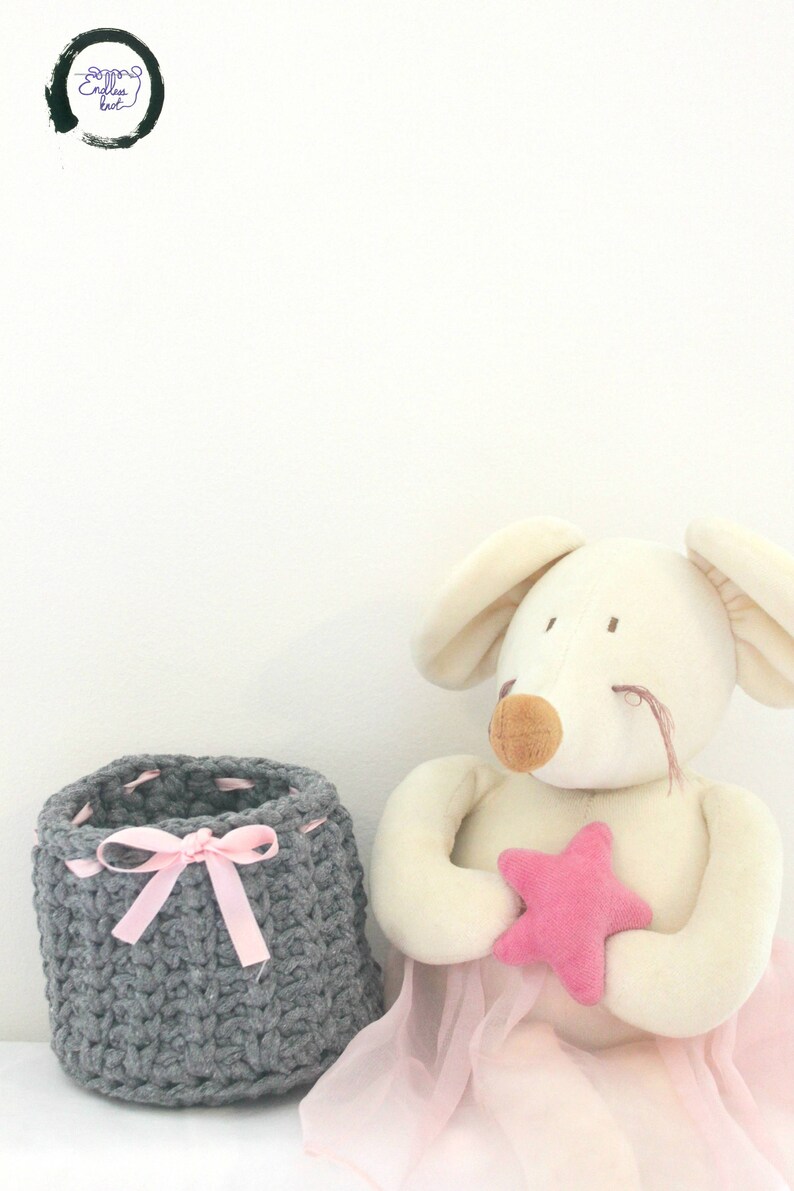 Nursery Storage Basket Sets Grey & Pink Bows Nursery Decor Etsy