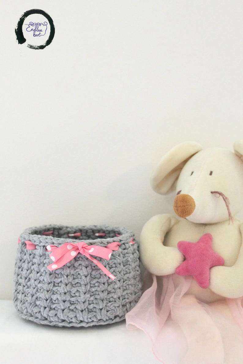 Nursery Storage Basket Sets Grey & Pink Bows Nursery Decor Etsy