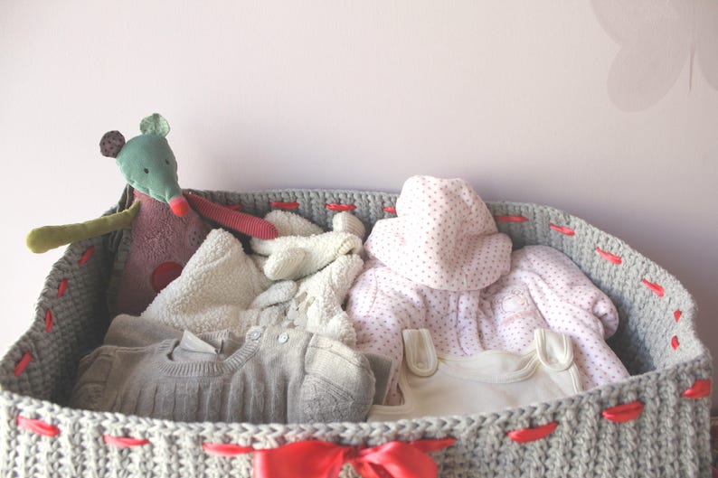 Crochet Nursery Basket Nursery Basket Storing Basket Grey Etsy