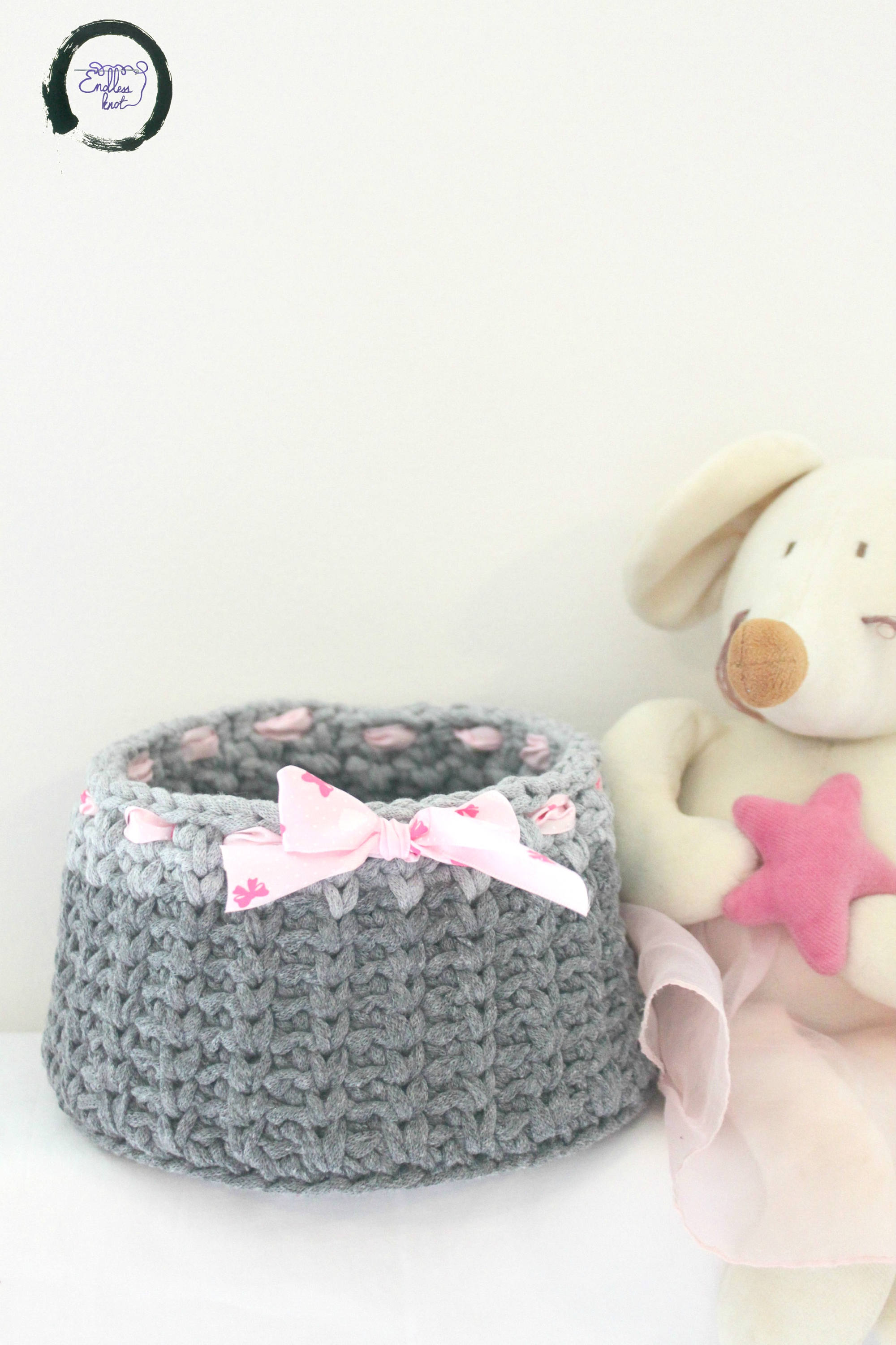 Nursery Storage Basket Sets Grey & Pink Bows Nursery Decor Etsy