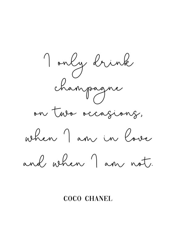 Je Ne Bois Que Du Champagne Citation De Coco Chanel A6 5x7 Etsy France