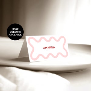 Cartões de lugar de casamento com borda ondulada, design simples e moderno, cartões de nome para jantares, talheres, cartões de mesa, cartões de mesa, papel de carta para festa