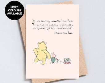 Citation de Winnie l'ourson, carte de voeux pour nouveau bébé, enceinte, félicitations, illustration, carte de baby shower, ajouter un message, format A6 / 5 x 7 - GC100