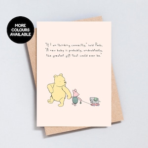 Nieuwe babywenskaart, zwanger, gefeliciteerd, beer illustratie, babyshowerkaart, zwangerschapsaankondiging, A6- of 5 x 7-formaat - GC100