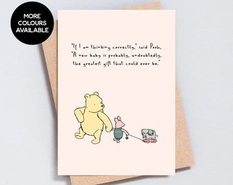 Nieuwe babywenskaart, zwanger, gefeliciteerd, beer illustratie, babyshowerkaart, zwangerschapsaankondiging, A6- of 5 x 7-formaat - GC100