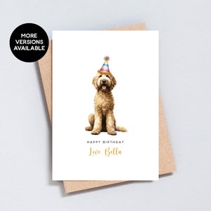 Labradoodle Geburtstagskarte, Karte von / für Hund, personalisierter Name, Personalisierte Hundezeichnung, Karte von oder bis Haustier, Größe A6 / 5x7 - GC152