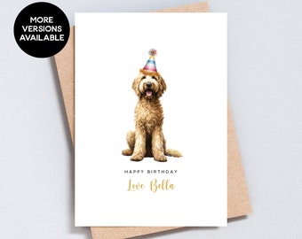Personalisierte Labradoodle Geburtstagskarte: Hund Aquarell, A6 oder 5x7 Größe - GC152