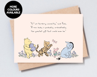 Bear Illustration New Baby Greeting Card, Baby Shower: Sentimental Quote - GC101