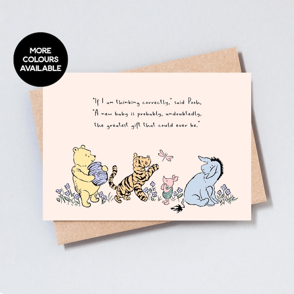 Bear Illustration New Baby Greeting Card, Baby Shower: Sentimental Quote - GC101