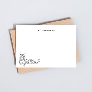 Kat illustratie gepersonaliseerde stationaire, elegante notitiekaarten met aangepaste naam, stationaire set, correspondentiekaarten bedankkaarten, A6-formaat
