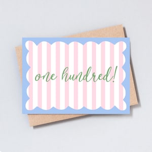 Carte de voeux 100e anniversaire, cadeau pour elle, lui, carte à rayures, anniversaire important, ajout d'un message personnalisé, format A6 / 5 x 7 - GC483
