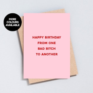 Feliz cumpleaños, de una perra mala a otra, Tarjeta de felicitación personalizable, tamaño A6 y 5x7, agregar mensaje en el interior - GC144