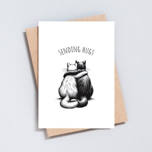Envoi d'une carte câlins chats, je pense à vous, je suis tellement désolé, sympathie, deuil, condoléances, perte d'un animal de compagnie A6 | Taille 5 x 7 - GC215
